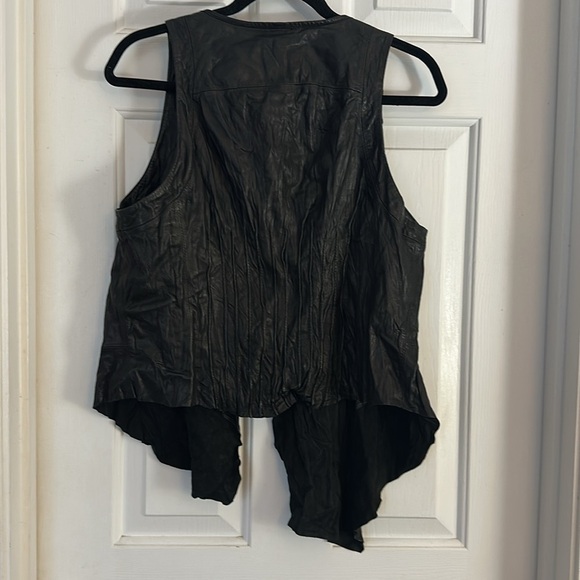 Burning torch genuine leather black wrap top medium asymmetical - Picture 2 of 7